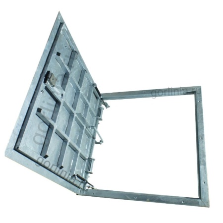 Уличный люк из оцинкованной стали с рифленой дверью на петлях с амортизаторами и замком